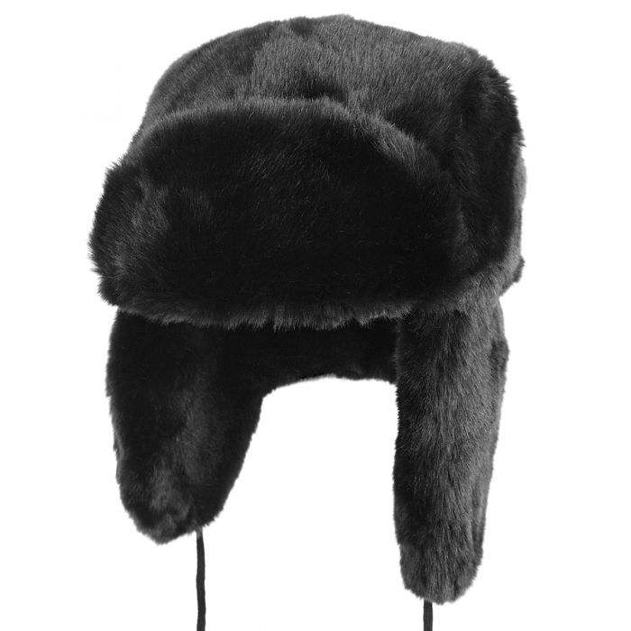 Black Faux Fur Ushanka - Epic Militaria