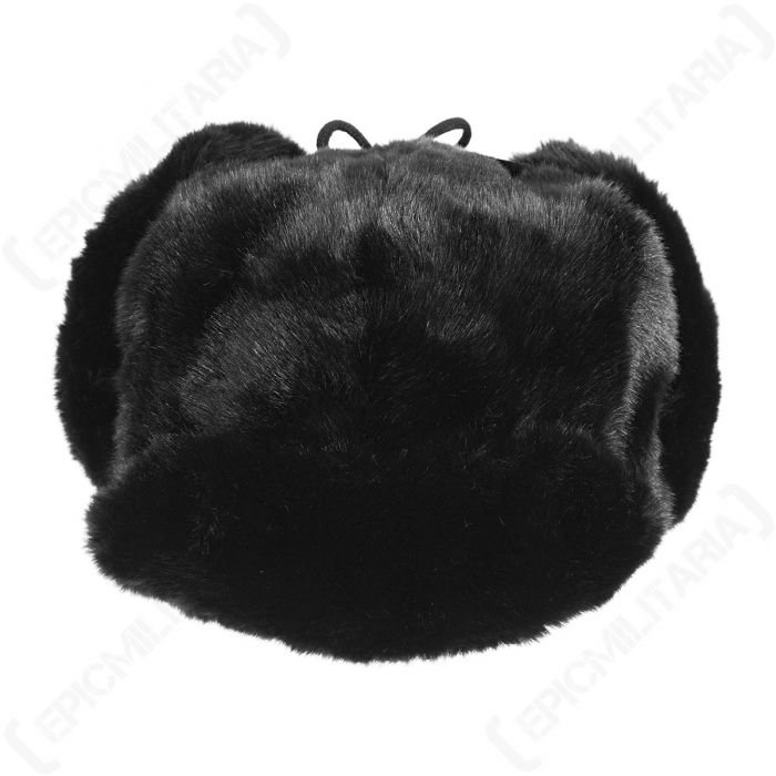 black and white fur hat