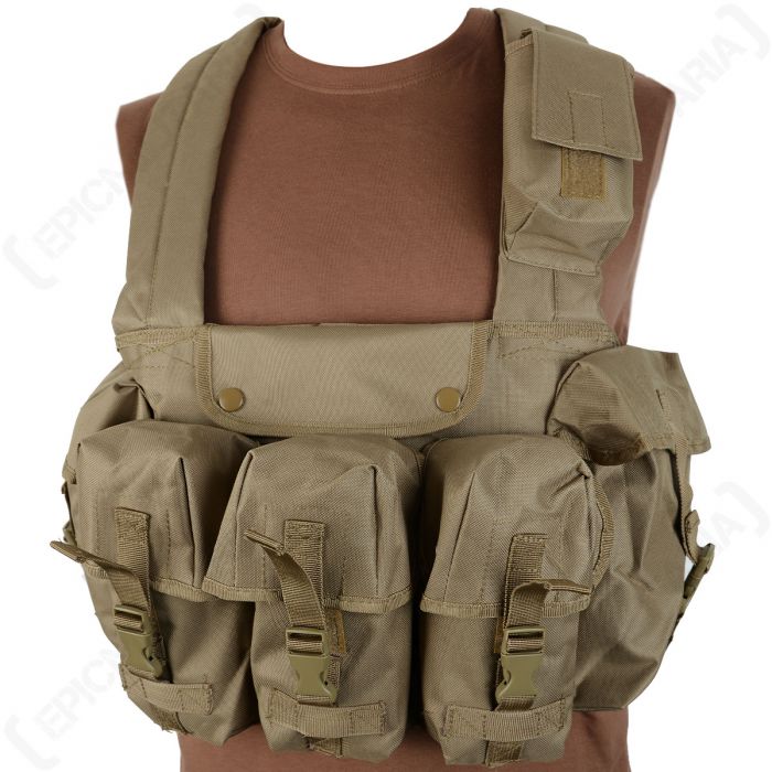 Coyote 6 Pocket Chest Rig Army Combat Vest Webbing Airsoft Military New Military 