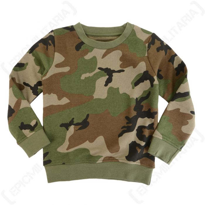 Kids Long Sleeve Sweater Woodland Camo