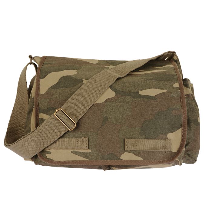 Rothco Vintage Washed Canvas Messenger Bag Woodland Camo Epic Militaria