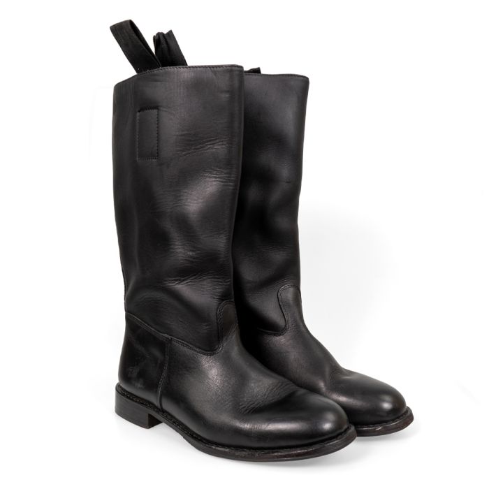 German Black Leather Jackboots with a metal heelplate Epic Militaria