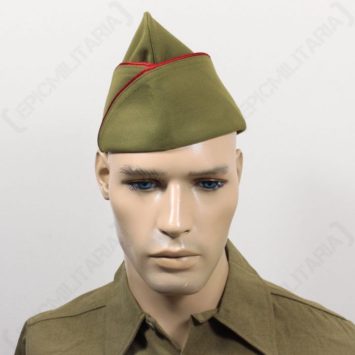 WW2 US PX Type Garrison Cap - Red Piped 
