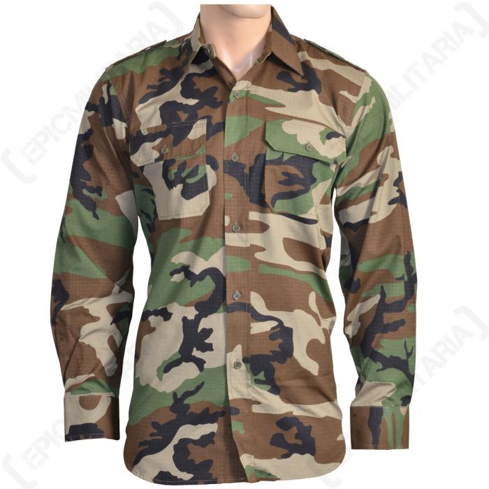 US OUTDOOR FELDHEMD Army woodland camouflage Langarm 1/1 Hemd Long Sleeve shirt