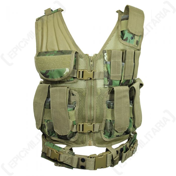 Arid Woodland Camo USMC Tactical Vest with Belt - Epic Militaria