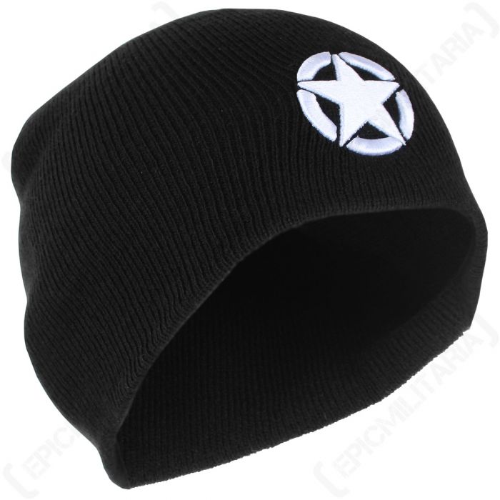 WW2 Star Beanie Hat - Black - Epic 