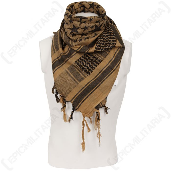 Stars Shemagh Headscarf - Coyote and Black - Epic Militaria