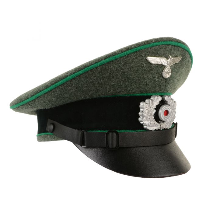 German Army Heer/NCO Visor Cap - Field Grey - Dark Green Piping ...