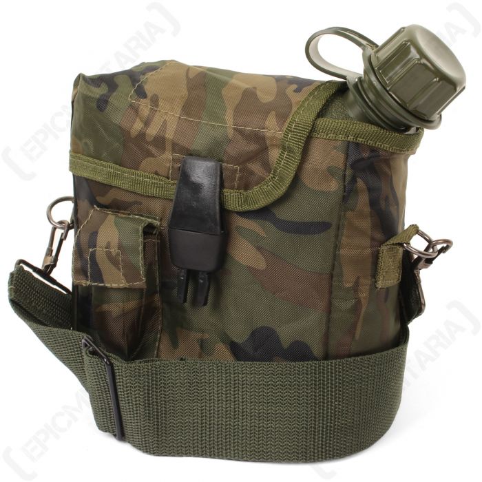 US Canteen and Cover with Shoulder Strap Camo Epic Militaria