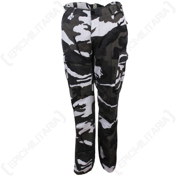 camo trousers black and white