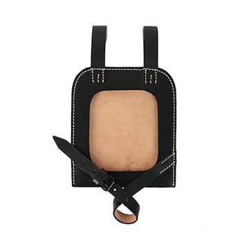 This view shows the front of the Straight Shovel Cover with Solid Back - Black Leather. Thumbnail.
