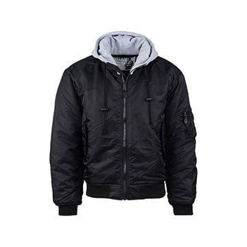 MA-1 Hooded Bomber Jacket - Black