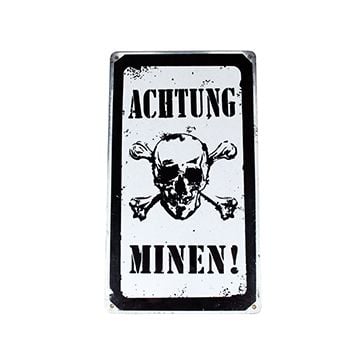 Vintage Achtung Minen Sign