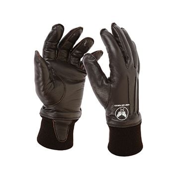 US A10 Stamped Leather Pilot Gloves - Dark Brown