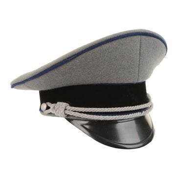 German Army Officer Visor Cap without Insignia - Stone Grey - Cornflower Blue Piping - Imperfect