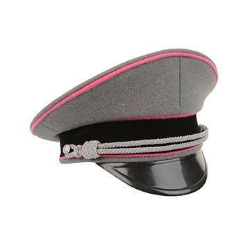 German Waffen SS Officer Visor Cap without Insignia - Stone Grey - Pink Piping