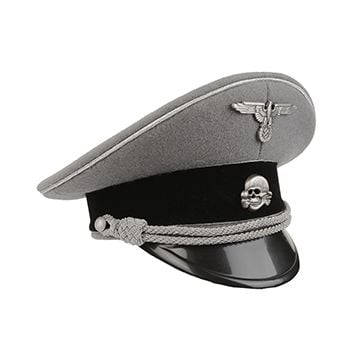 German Waffen SS Officer Visor Cap - Stone Grey - Silver Piping