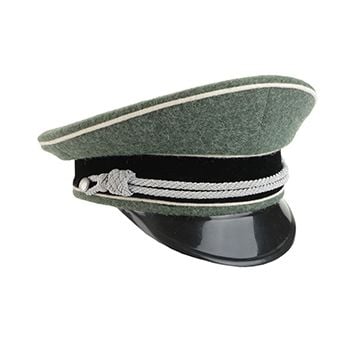 German Waffen SS Officer Visor Cap - Field Grey without Insignia