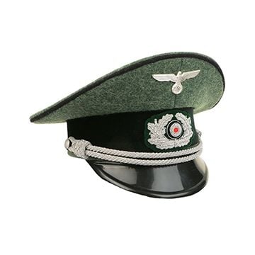 German Army Officer Visor Cap - Field Grey - Black Piping