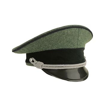 German Army Officer Visor Cap without Insignia - Field Grey - Black Piping