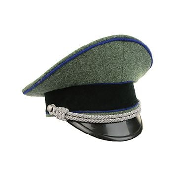 German Army Officer Visor Cap without insignia- Field Grey - Cornflower Blue Piping
