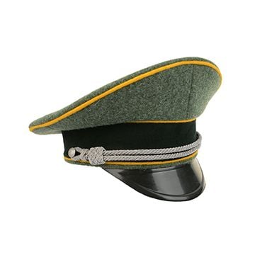 German Army Officer Visor Cap without Insignia - Field Grey - Golden Yellow Piping - Imperfect