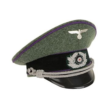 German Army Officer Visor Cap - Field Grey - Purple Piping