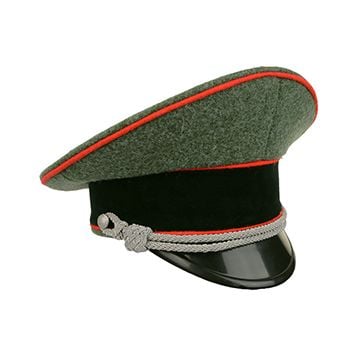 German Army Officer Visor Cap without Insignia - Field Grey - Red Piping