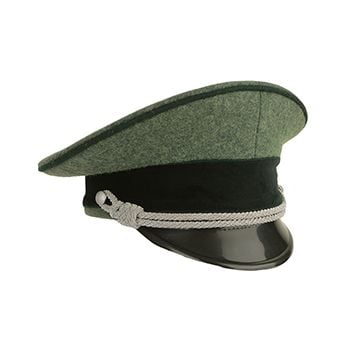 German Army Officer Visor Cap without insignia - Field Grey - Grass Green Piping