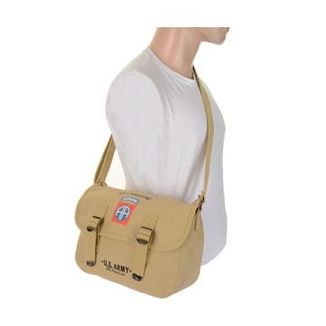 82nd Airborne Canvas Shoulder Bag - Khaki