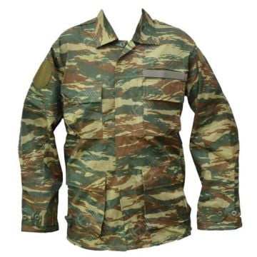 Front view of long-sleeved Greek Camo BDU Shirt