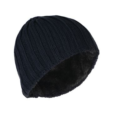 Heavy Knit Lined Beanie - Blue