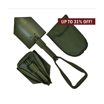 NATO Style Heavy Duty Folding Shovel - Olive Green with Pouch