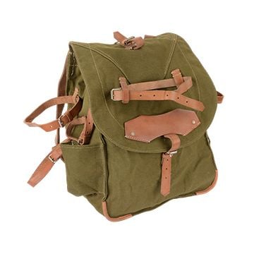 Original Romanian Army Rucksack with Leather Straps - Olive - Grade 1
