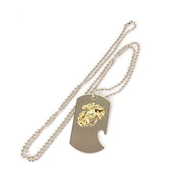 US Marines Dog Tag Style Bottle Opener - Silver