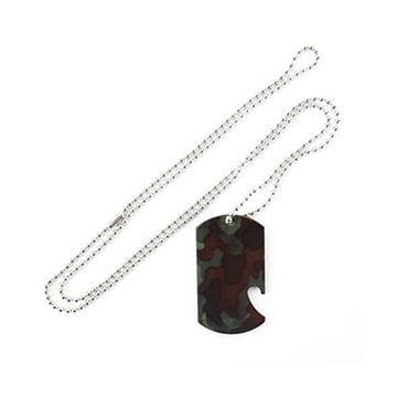 Dog Tag Style Bottle Opener - Woodland Camo
