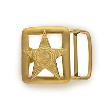 Soviet Star with Hammer and Sickle Hollow Belt Buckle - Gold
