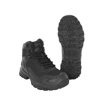 Pair of black boots with black laces