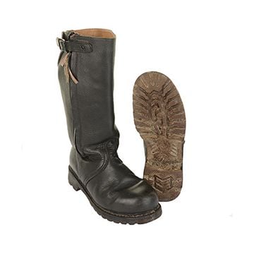 Original Bundesmarine Leather Fleece Lined Jackboots with Buckles