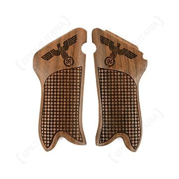 German Engraved Wood P08 Luger Grips