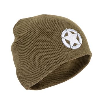 WW2 Star Beanie Hat - US Olive