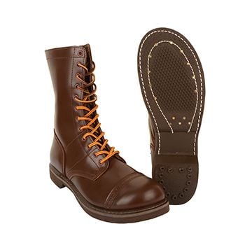This view shows the front of the US WW2 Paratrooper Leather Boots by Rothco - Russet Brown. Thumbnail.