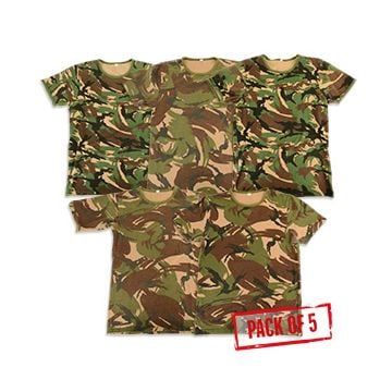 Pack of 5 Original Dutch Army T-Shirts - Woodland Camo