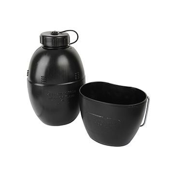 British Army Style Water Bottle and Mug - Black