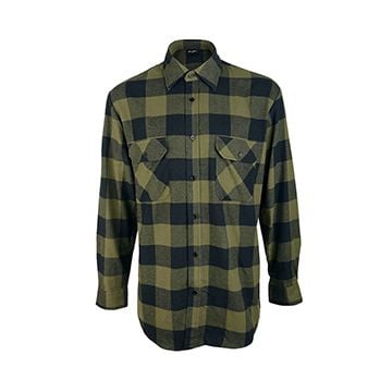Lightweight Lumberjack Flannel Shirt - Olive Drab & Black