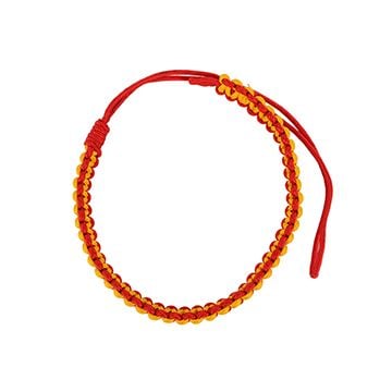 Scarlet & Yellow Macrame 3-Ply Lanyard - Military RAF Army Navy