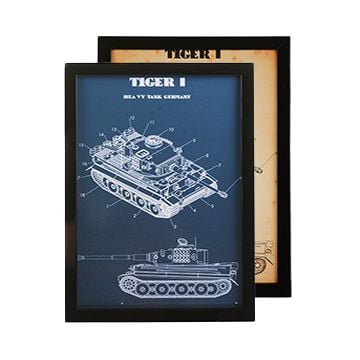 German Tiger 1 Tank Framed Blueprint