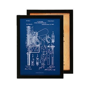 German Mauser Pistol Framed Blueprint