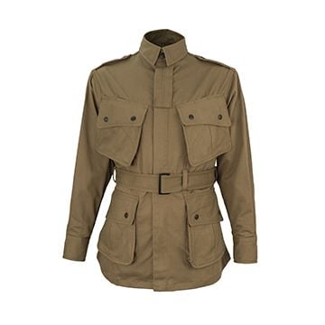 WW2 US Airborne M1942 Jump Suit Unreinforced Jacket thumbnail with belt shut
