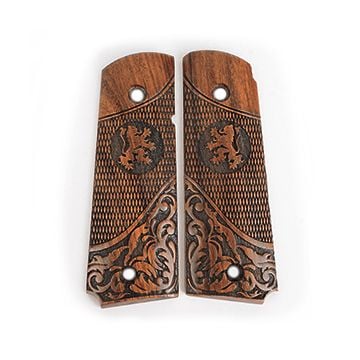 US Engraved Wood Colt Grips - Lion